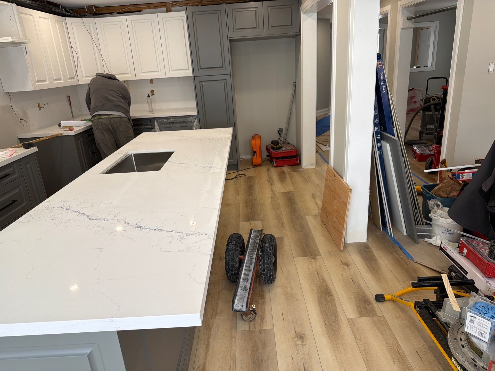 Cabinetry installation stage, view 1