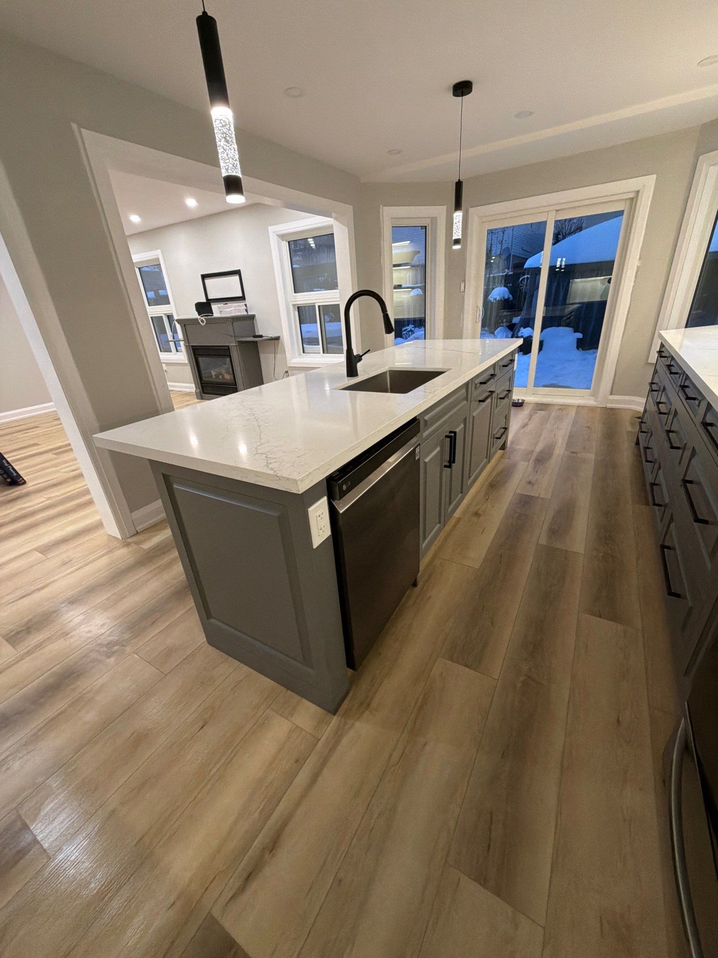 Finished open-concept main floor, view 1