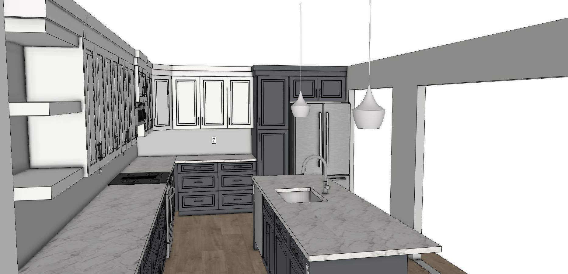 Design rendering of the new open-concept main floor, view 4