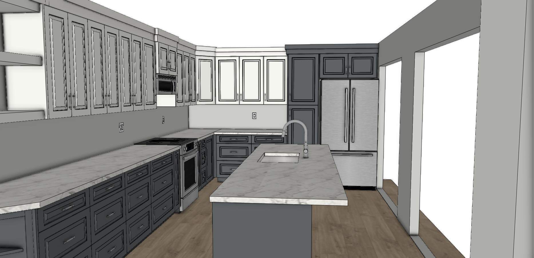 Design rendering of the new open-concept main floor, view 2