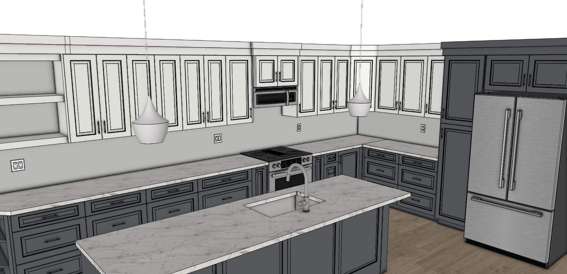 Design rendering of the new open-concept main floor, view 1