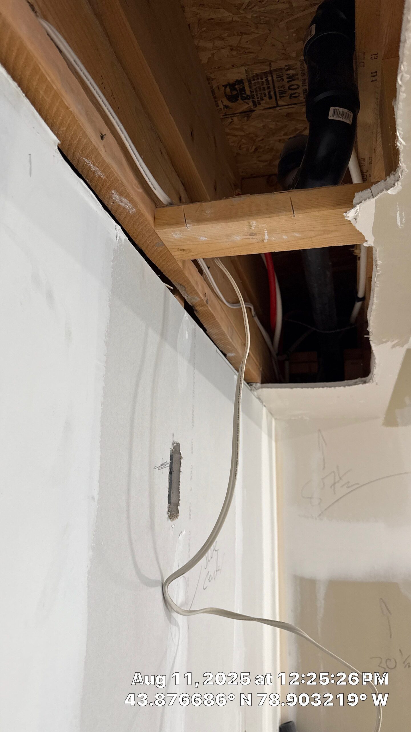 Bulkhead opened up to access existing ductwork