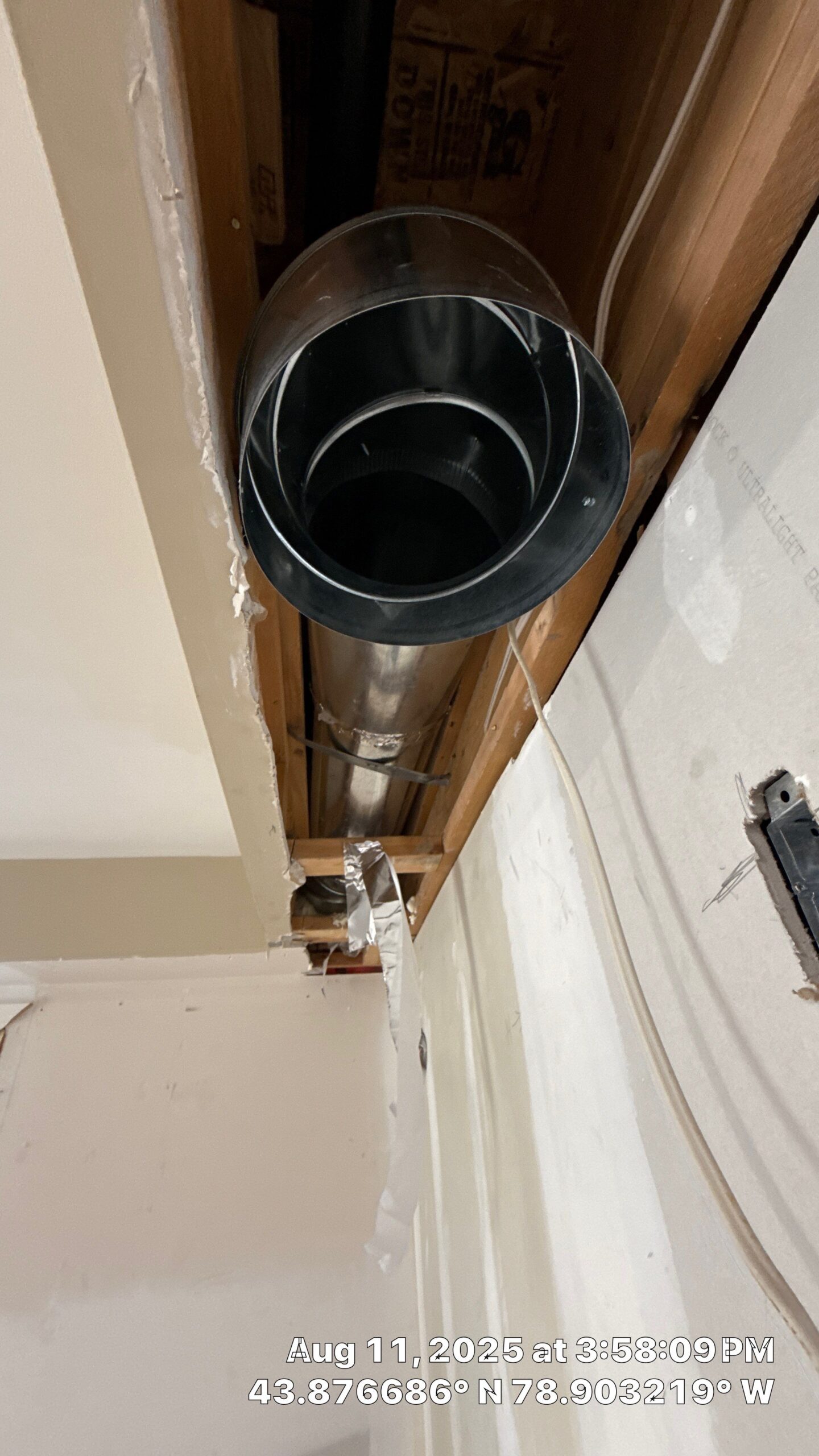 New 12-inch range duct being run