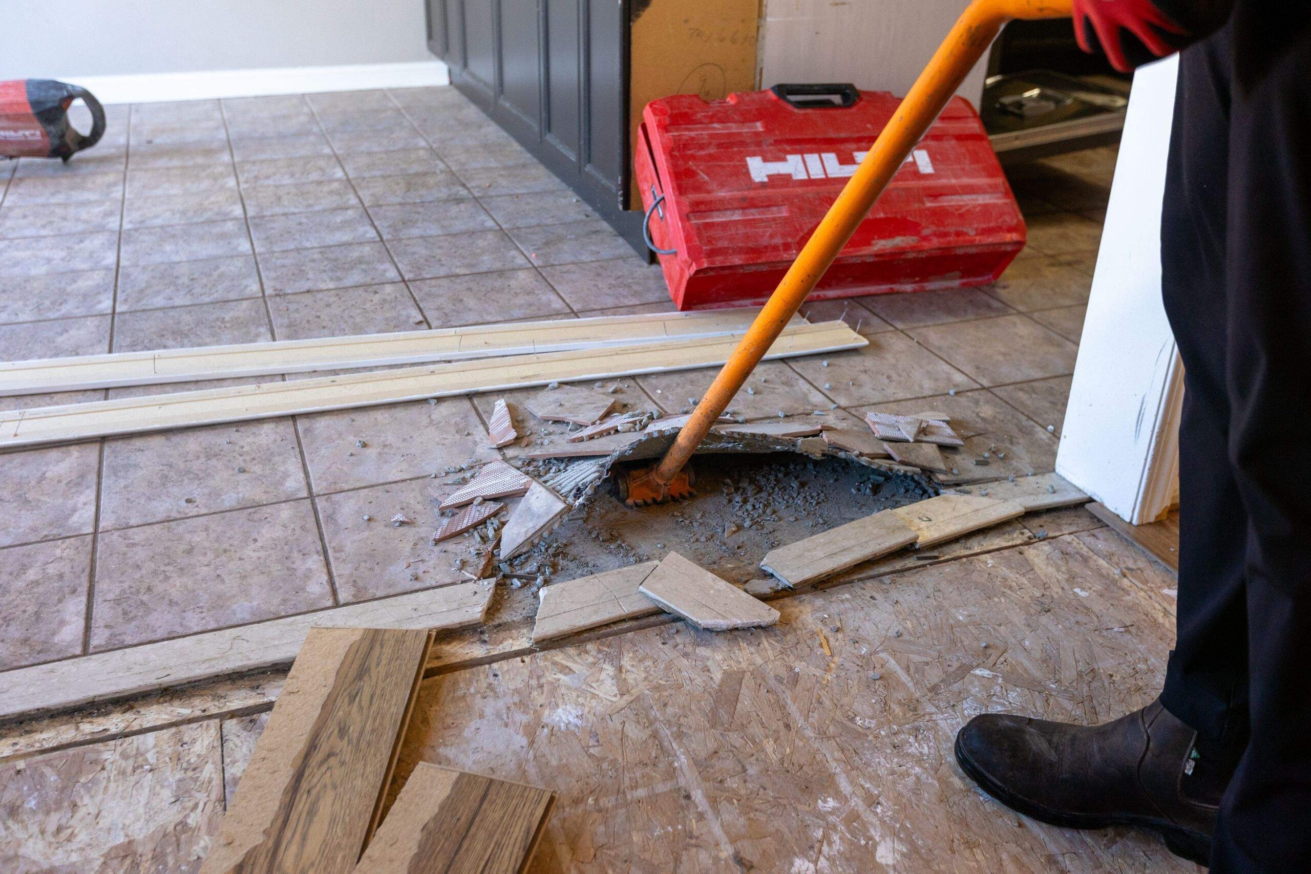 Framing and rough-in stage, view 1