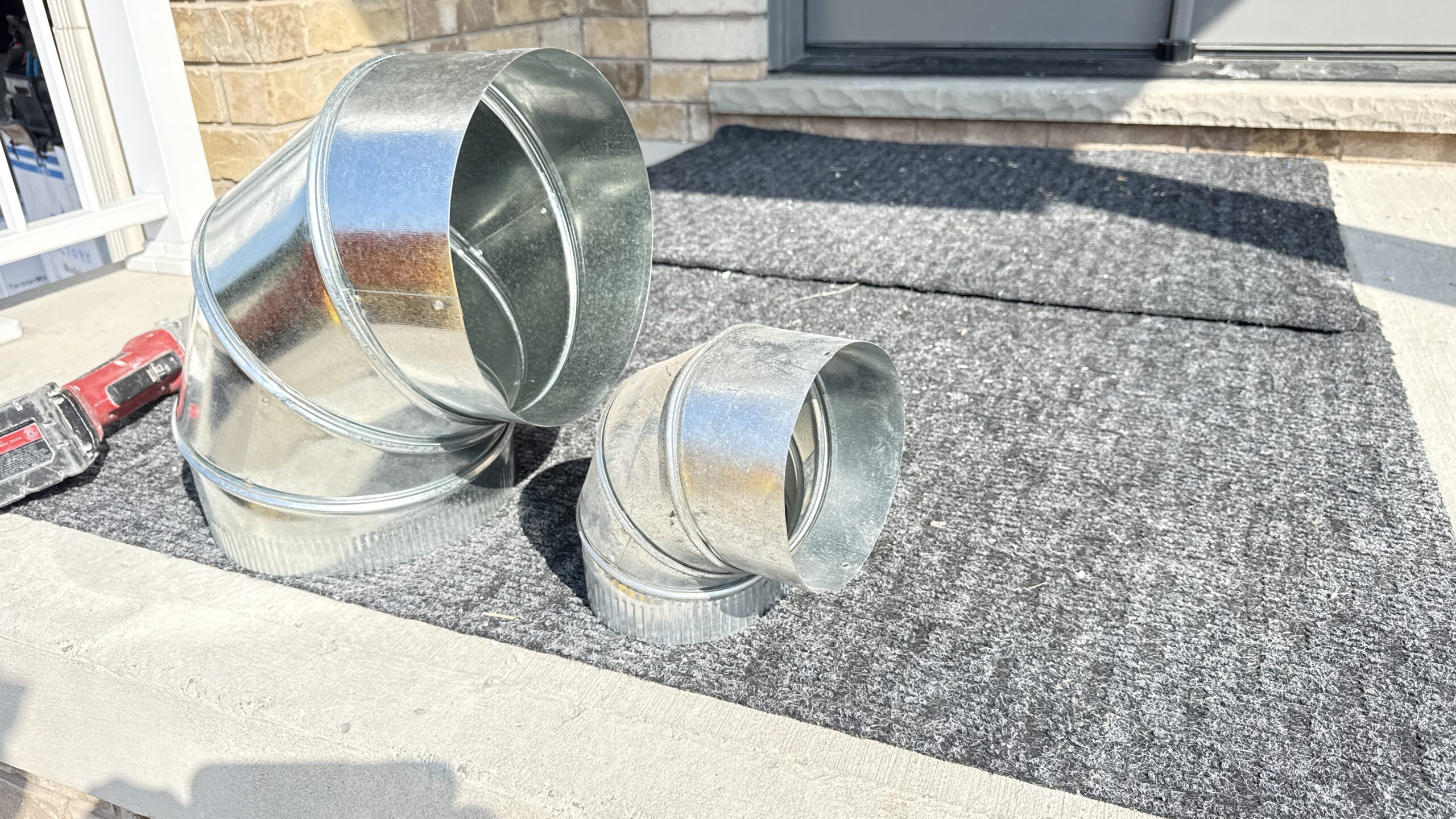 Ductwork run through the brick exterior wall