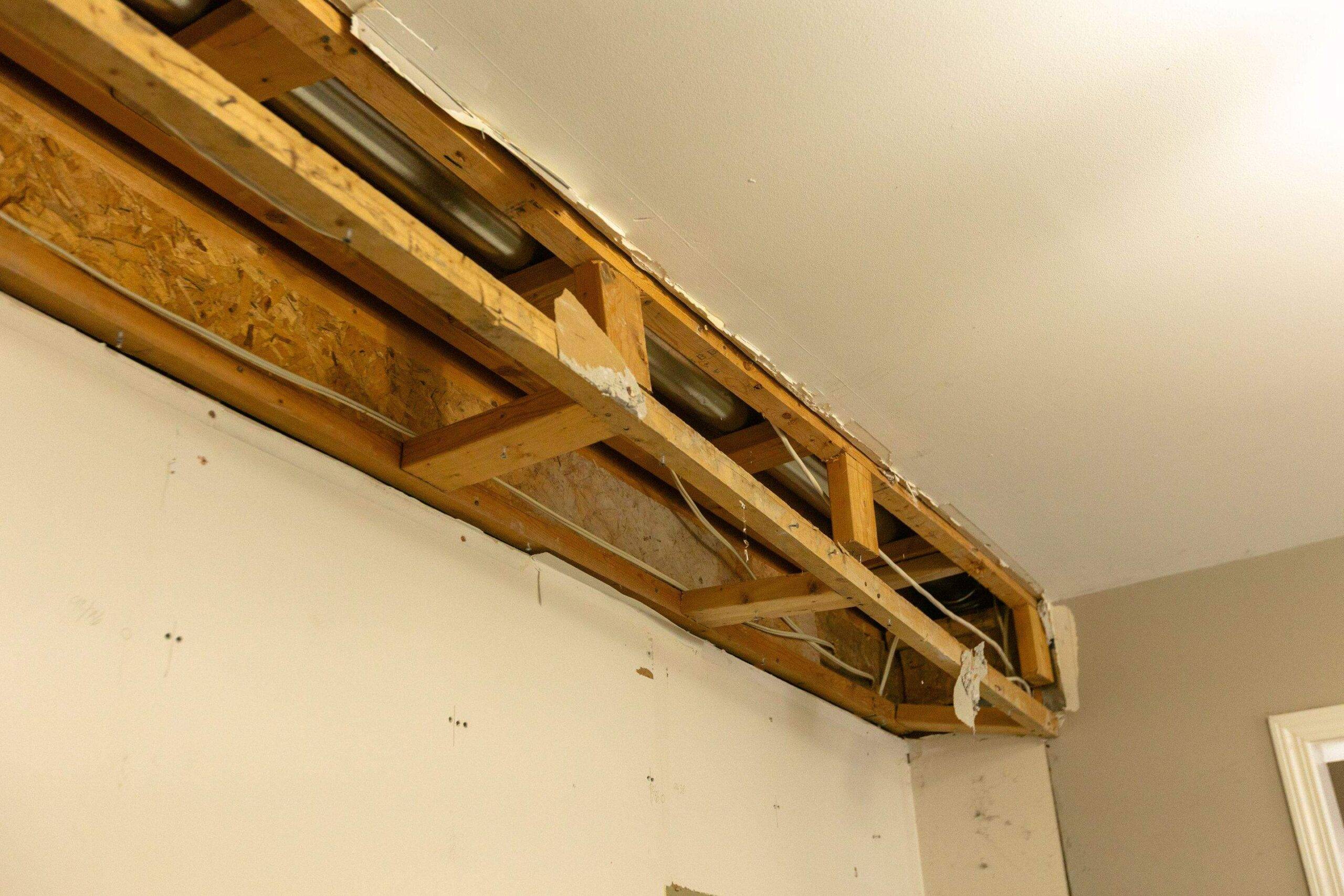 The pipe found hidden in the bulkhead framing