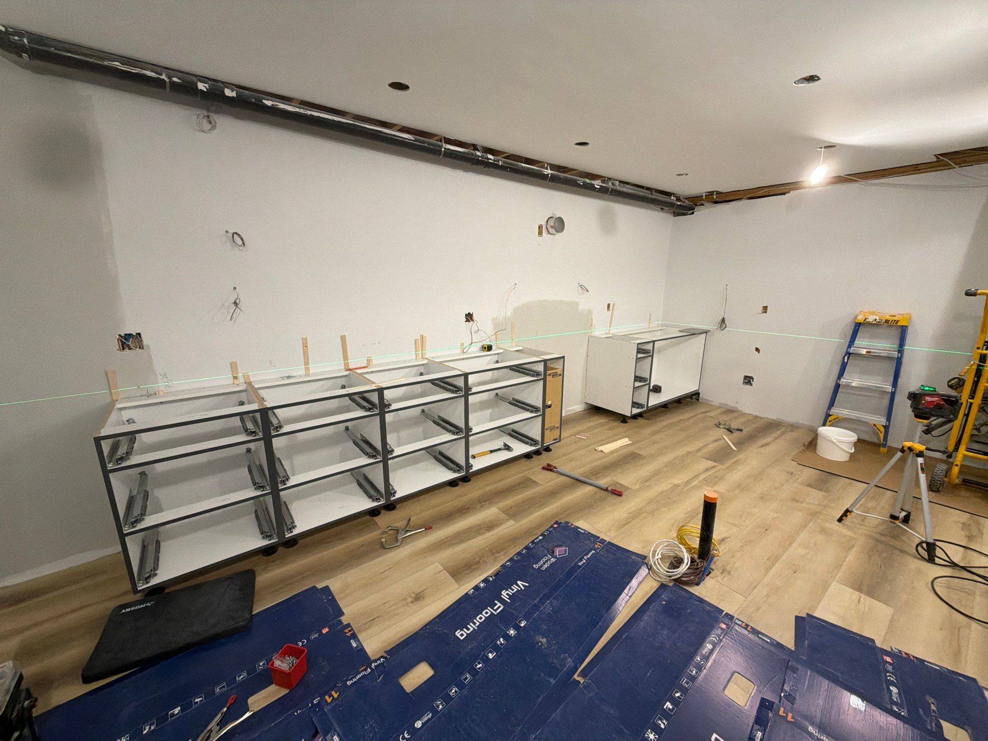 New cabinets being set in place