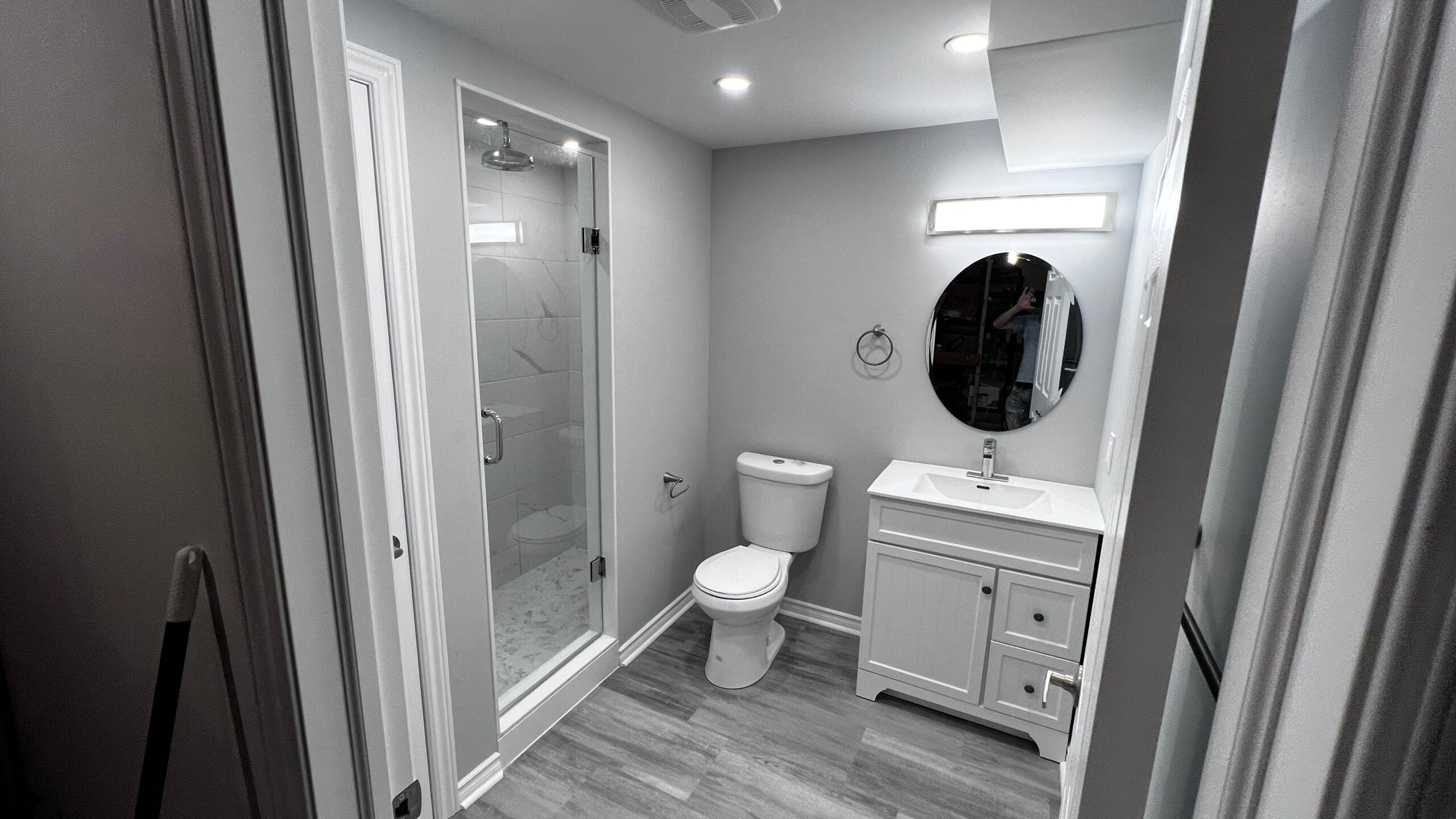 Full bathroom renovation with glass shower, Durham Region