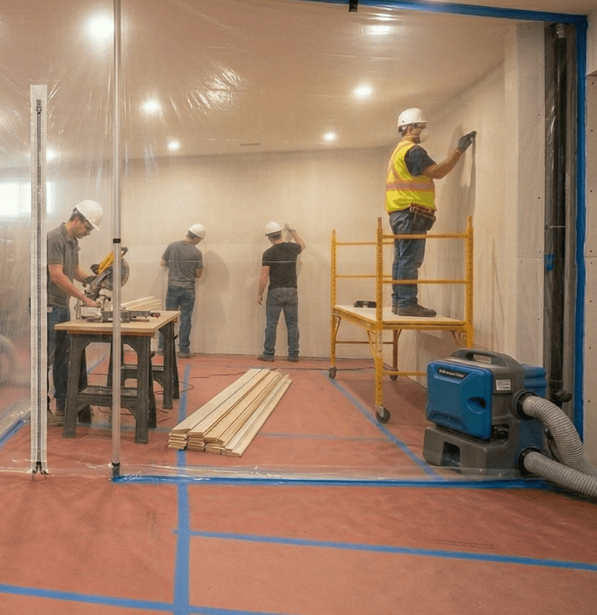 HEPA air scrubber running on job site