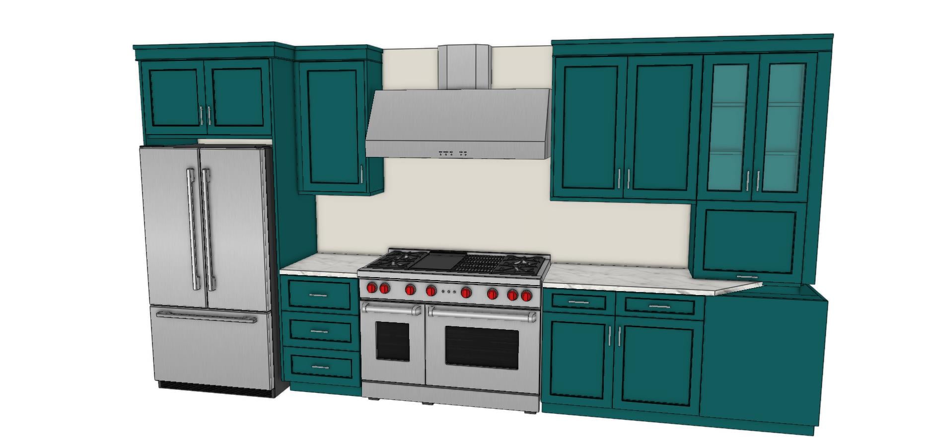 Oven wall design with appliance garage rendering