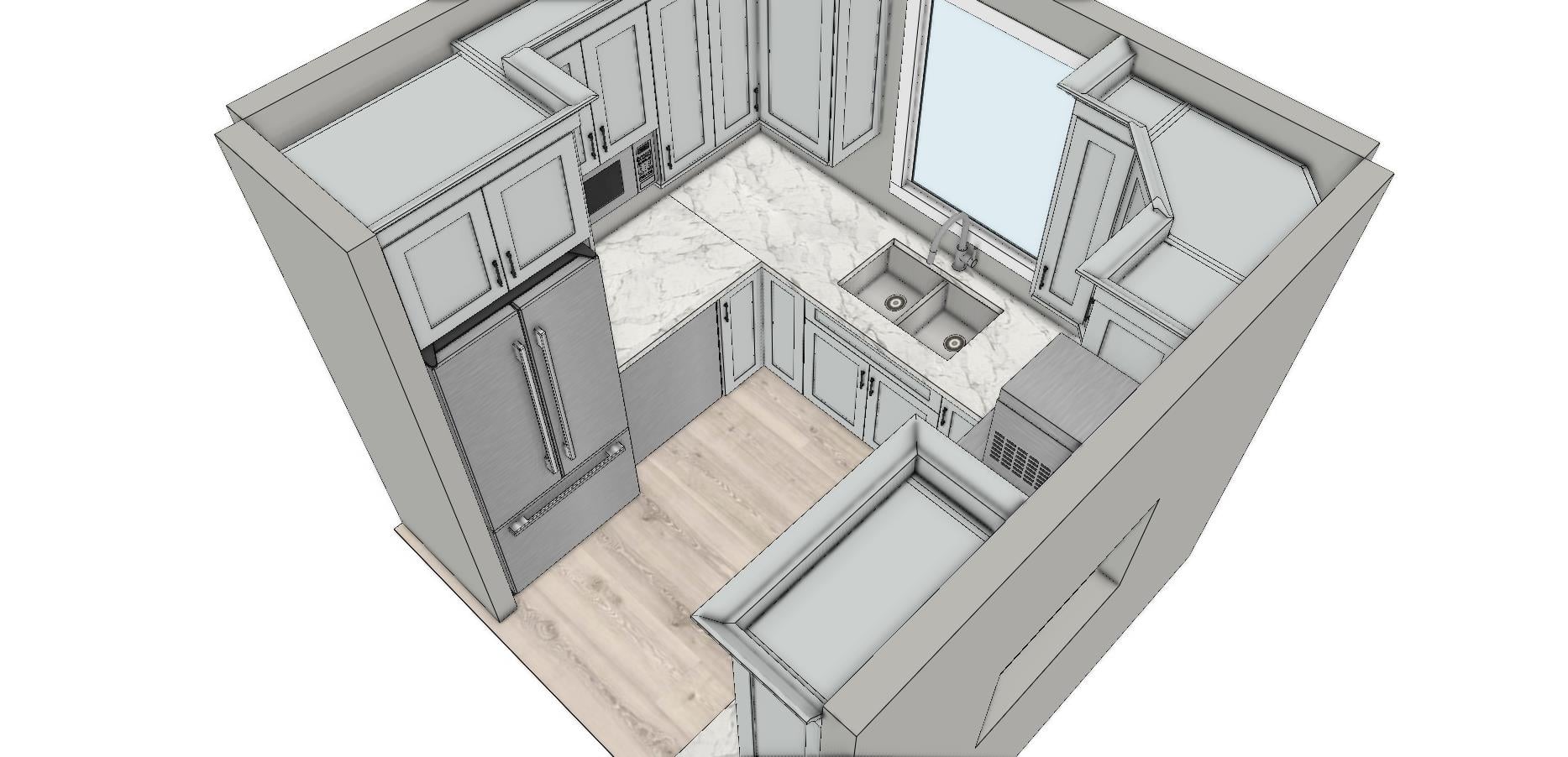 New kitchen design rendering, view 1