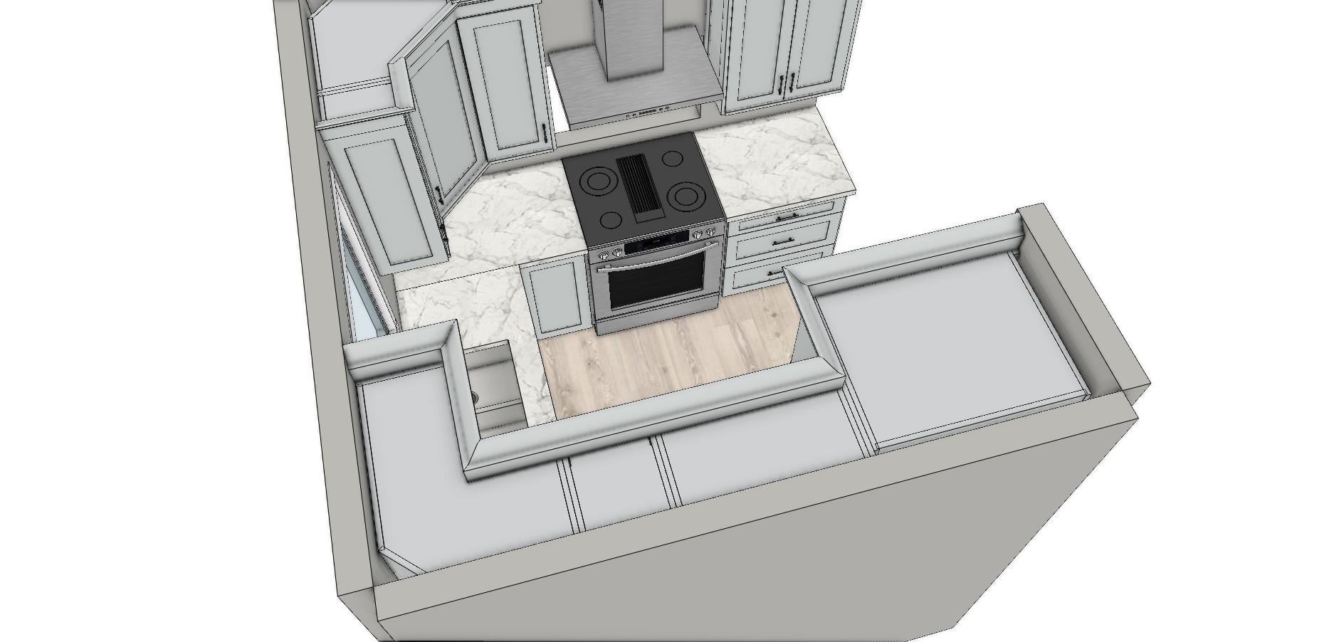 New kitchen design rendering, view 2
