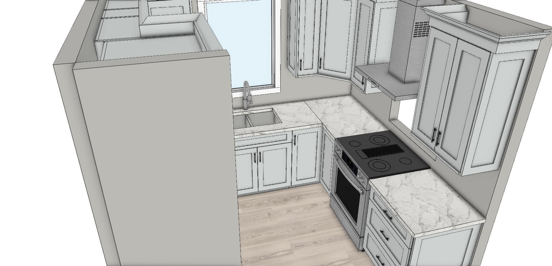 New kitchen design rendering, view 3