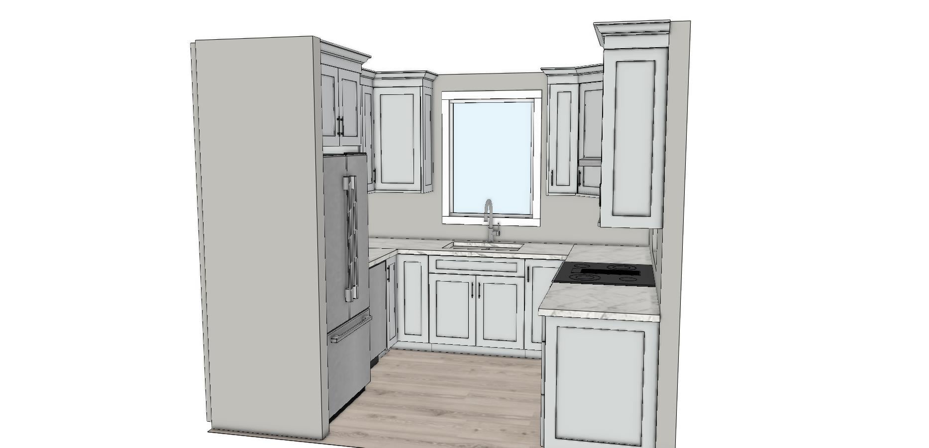 New kitchen design rendering, view 4