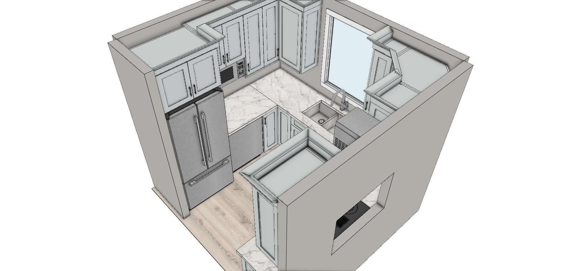 New kitchen design rendering, view 6