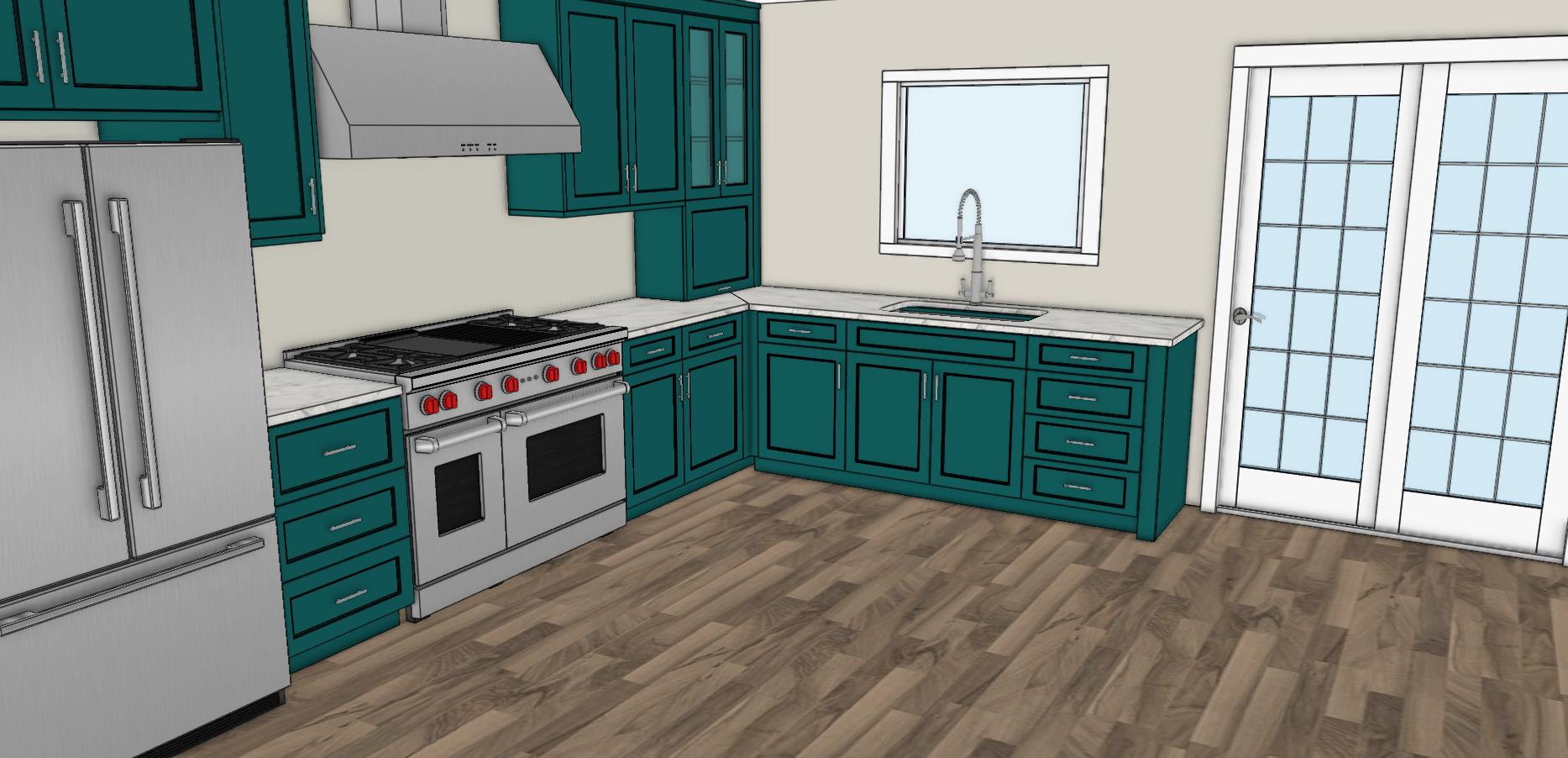 Sink wall custom cabinet design rendering