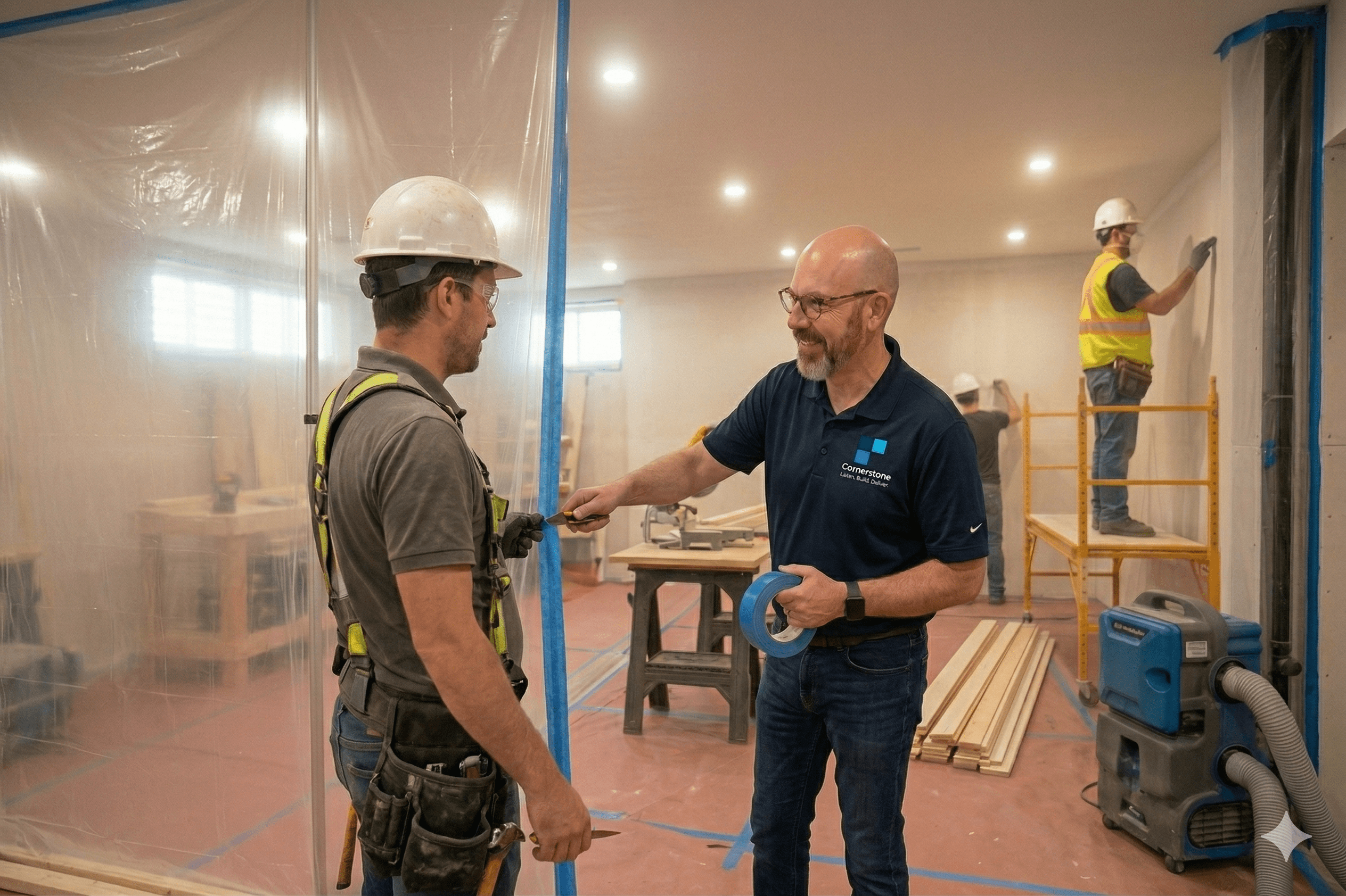 Site protection and dust containment on a Cornerstone job
