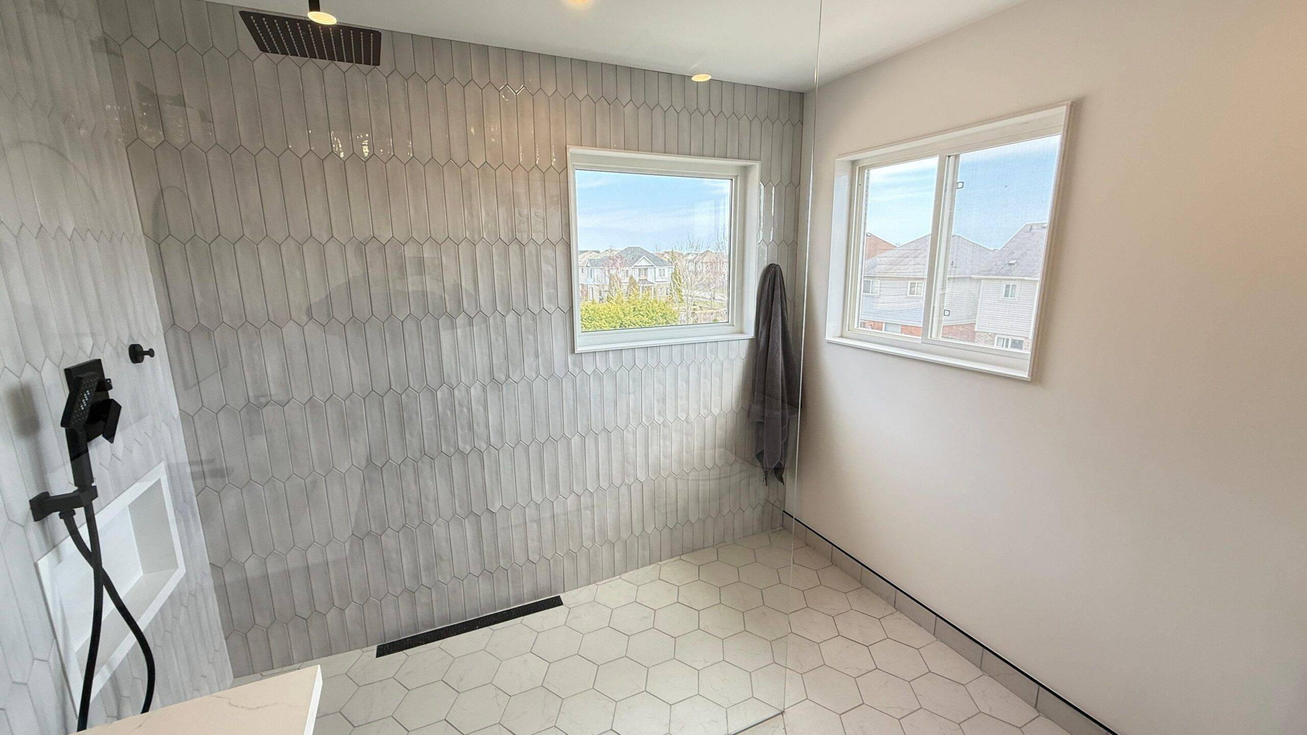 Accessible bathroom curbless shower in-law suite Durham Region