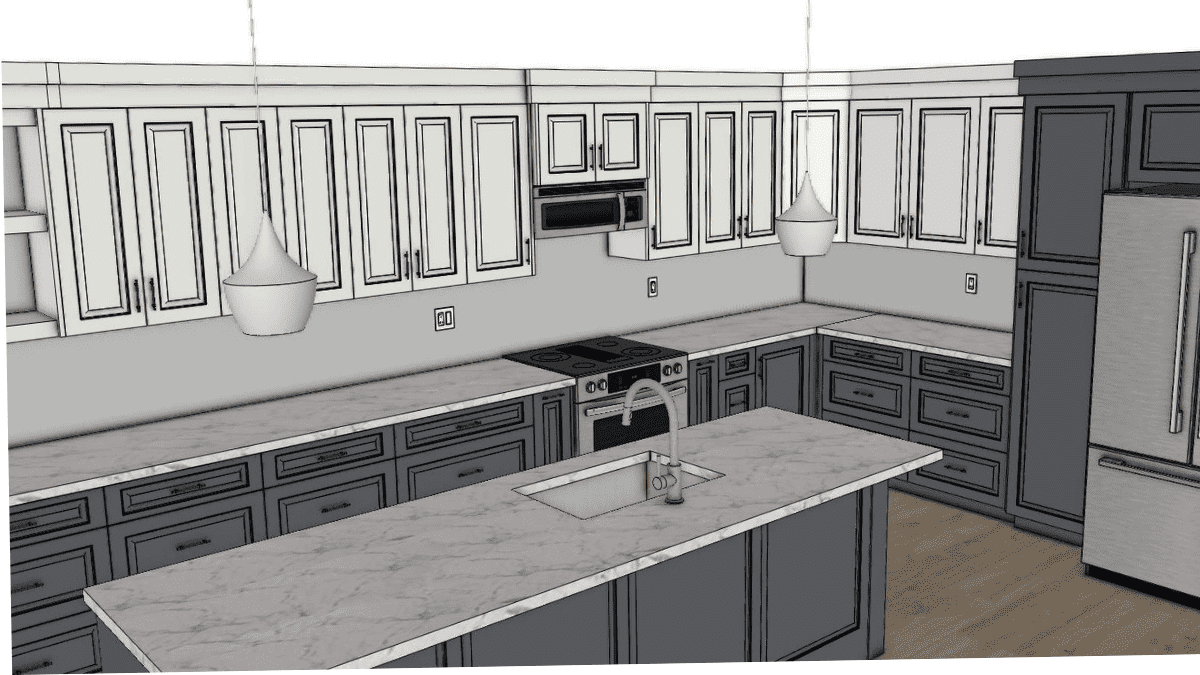 Cornerstone Construction kitchen design rendering