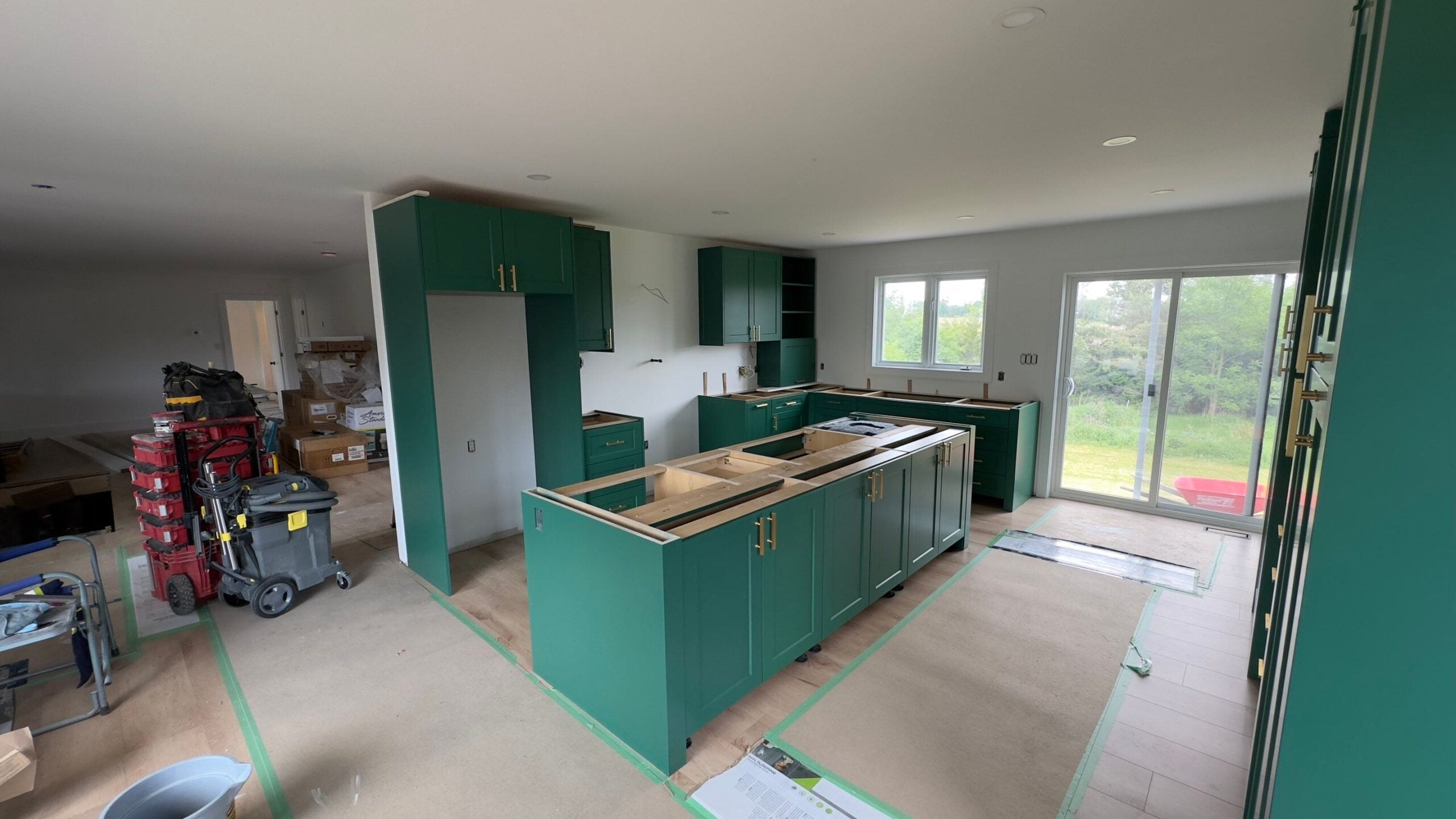 Emerald cabinet boxes set in place during install