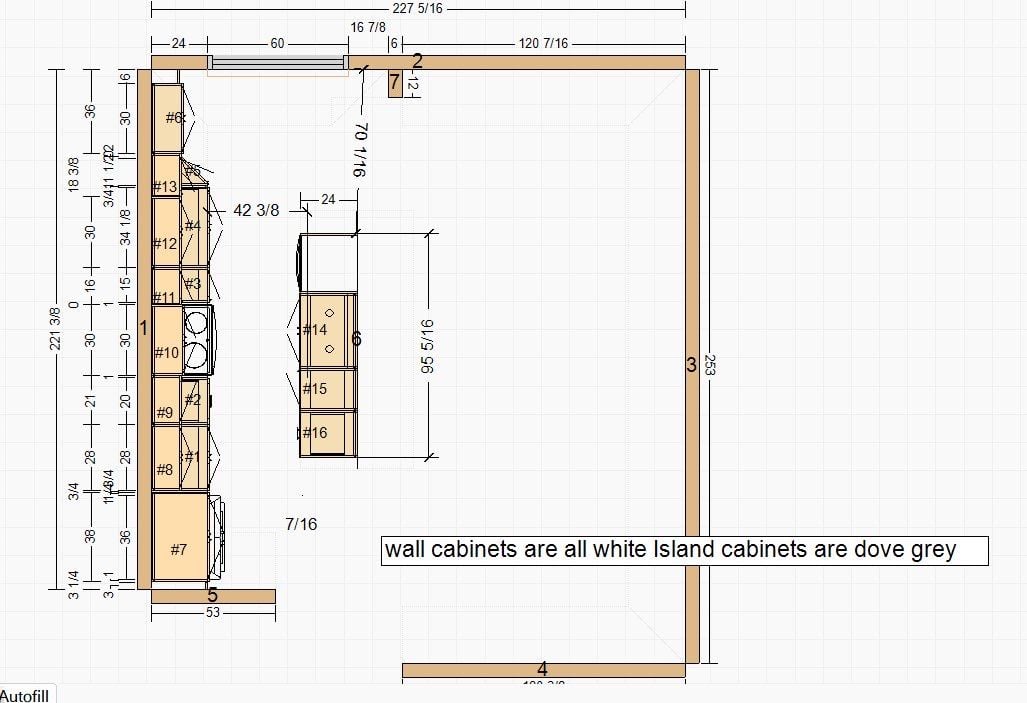 Custom kitchen design rendering for the Clarington main floor renovation