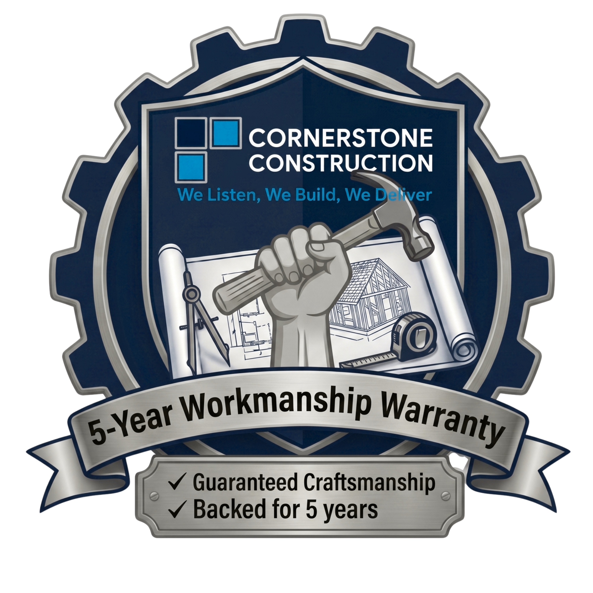 Cornerstone Construction 5-Year Workmanship Warranty
